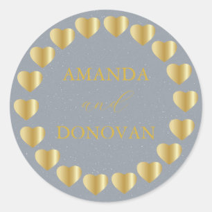 Minimale harten Stamblauw bruiloft Envelopzegel Ronde Sticker