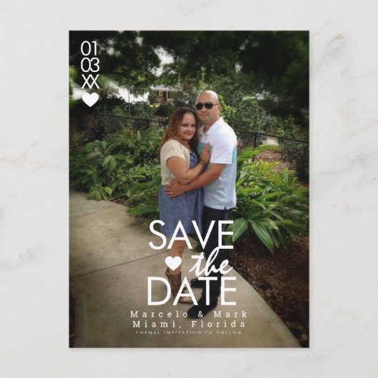 Minimale Hartjes Save The Dates Foto Postkaart (Voorkant)
