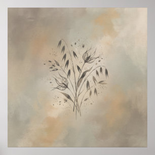Minimale havergraszaden botanische kunst poster