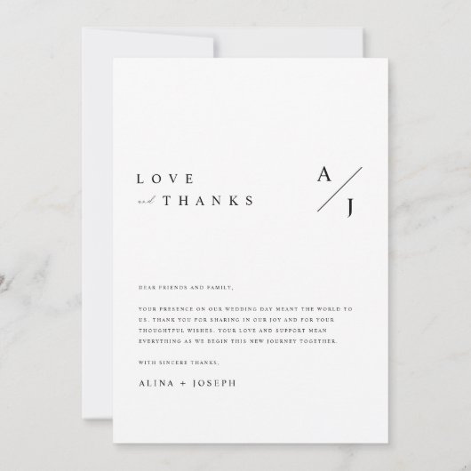 Minimale Heart Script Wedding Fotocollage Bedankkaart (Achterkant)