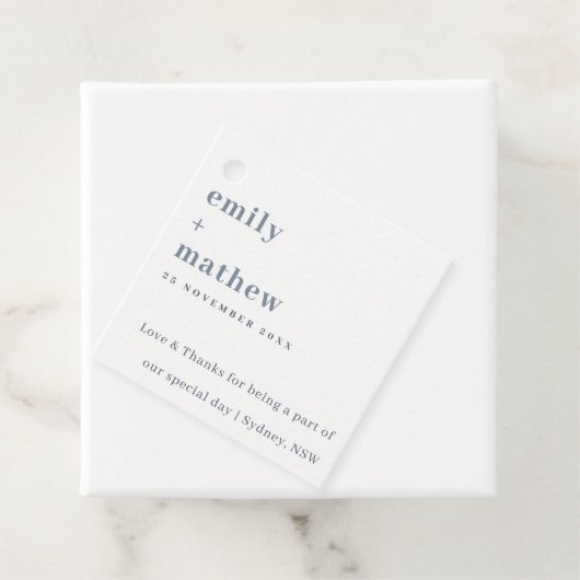 Minimale hedendaagse blauwe typografie bedankjes labels (In situ)