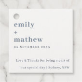 Minimale hedendaagse blauwe typografie bedankjes labels (Voorkant)