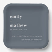 Minimale hedendaagse blauwe typografie papieren bordje (Voorkant)