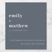 Minimale hedendaagse blauwe typografie wijn etiket (Enkel label)