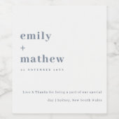 Minimale hedendaagse blauwe typografie wijn etiket (Enkel label)