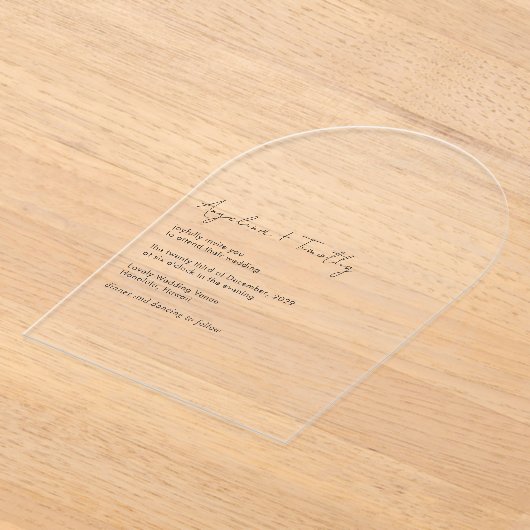 Minimale hedendaagse moderne elegante bruiloft acryl uitnodigingen (Laagn)