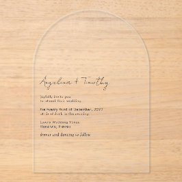 Minimale hedendaagse moderne elegante bruiloft acryl uitnodigingen