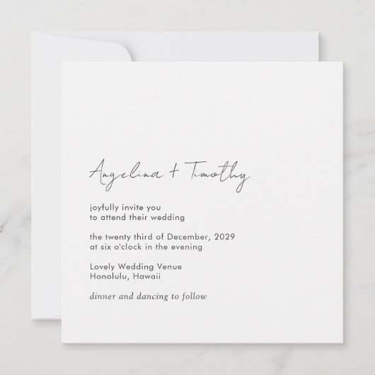 Minimale hedendaagse moderne elegante bruiloft kaart (Voorkant)