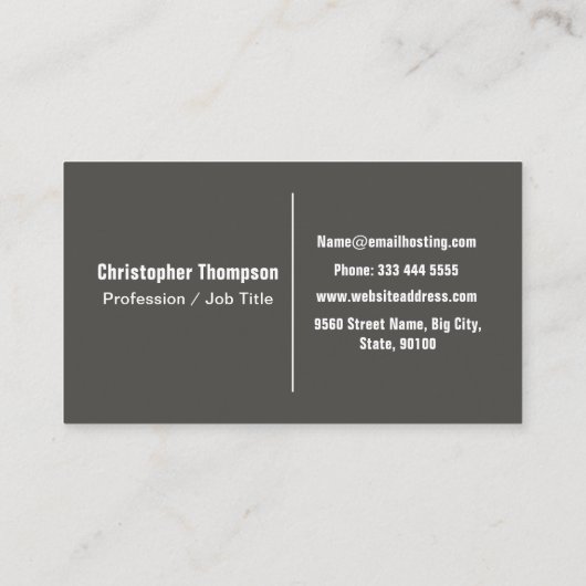 Minimale hedendaagse monogram op grafietgrijs visitekaartje (Achterkant)