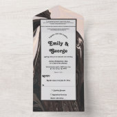 Minimale hedendaagse zwarte en witte bruiloft all in one uitnodiging (Binnen)