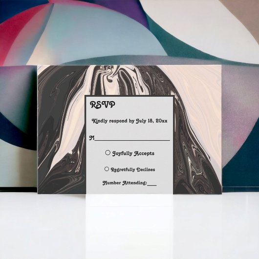 Minimale hedendaagse zwarte en witte bruiloft RSVP kaartje
