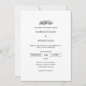Minimale Hedendaagse Zwarte Script Moslim Bruiloft Kaart (Voorkant)