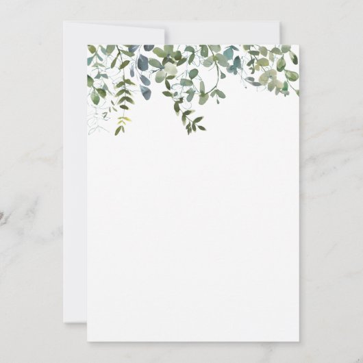 Minimale Heilige Communie Eucalyptus Greenery Kaart (Achterkant)