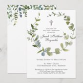 Minimale Heilige Communie Eucalyptus Greenery Kaart (Voorkant / Achterkant)