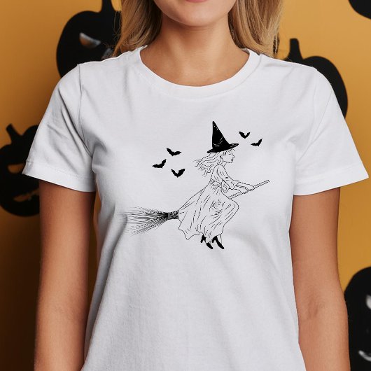 Minimale heks en vleermuizen zwarte lijn kunst Hal T-shirt