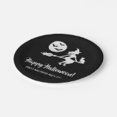 Minimale heks meisje zwart en wit halloween feest papieren bordje (Gekanteld)
