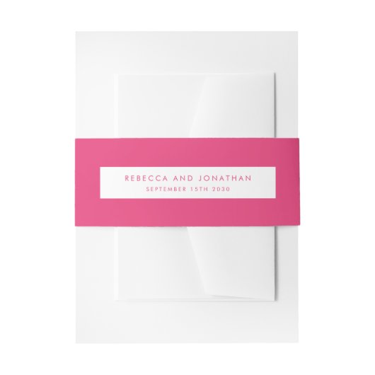 Minimale helder roze bruiloft uitnodigingen wikkel (Voorkant Voorbeeld)