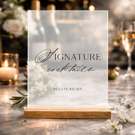 Minimale heldere acryl signature cocktails bruilof bord