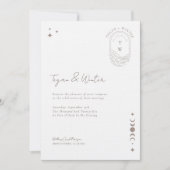 Minimale hemelholistische maan & sterren monogram kaart (Voorkant)