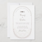 Minimale hemelholistische maan & sterren monogram kaart (Voorkant)