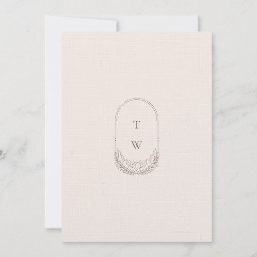 Minimale hemelholistische maan & sterren monogram kaart (Achterkant)