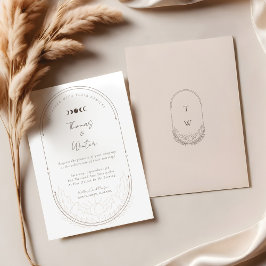 Minimale hemelholistische maan & sterren monogram kaart