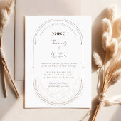 Minimale hemelholistische maan & sterren monogram kaart