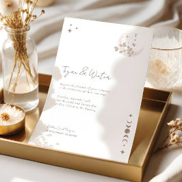 Minimale hemelholistische maan & sterren monogram kaart