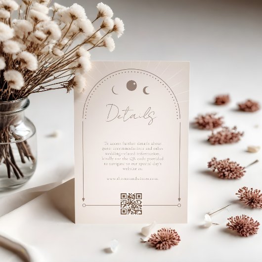 Minimale hemelse bruiloft QR-code details Informatiekaartje