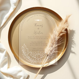 Minimale Hemelse Holistische Boho Maan & Sterren B Acryl Uitnodigingen
