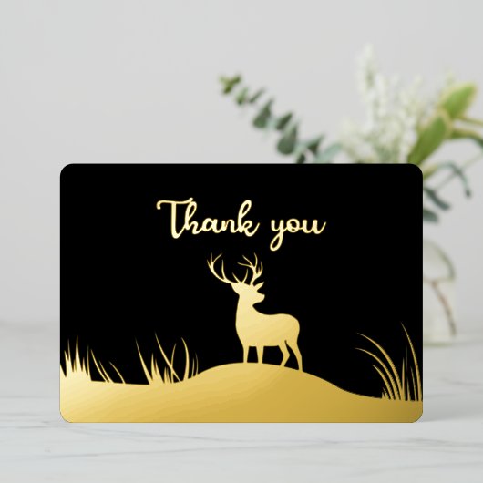 Minimale herdenkingsbegrafenis zwart en goudder folie uitnodiging (Staand Voorkant)