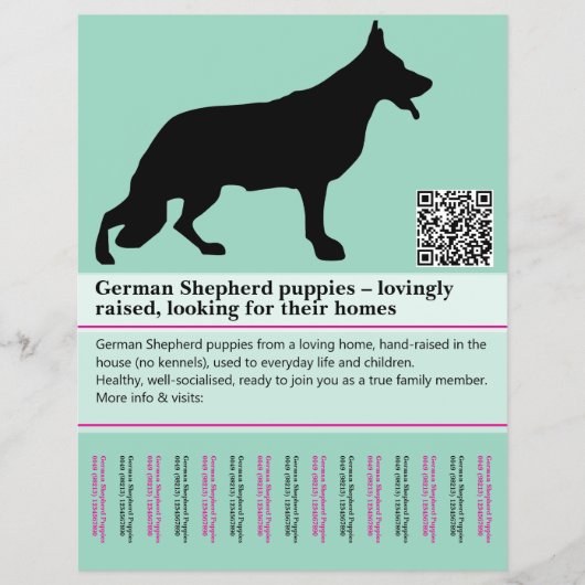 Minimale herdershond gepersonaliseerde flyer (Voorkant)
