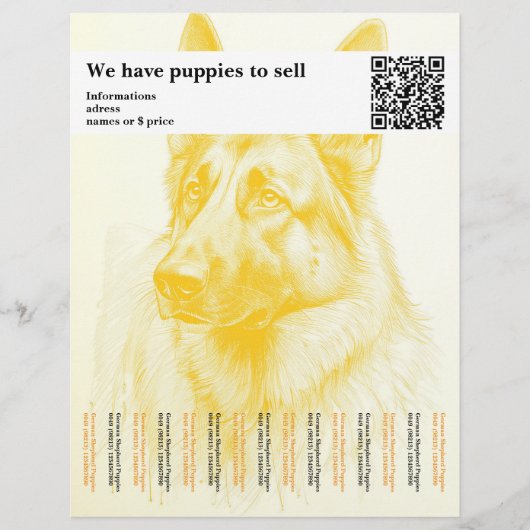Minimale herdershond gepersonaliseerde flyer (Voorkant)