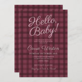 Minimale Herfst Gingham Baby shower Uitnodiging (Voorkant / Achterkant)