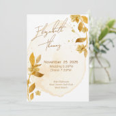 Minimale Herfst Gouden Botanische Script Trouw Kaart (Staand voorkant)