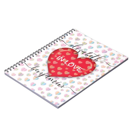 Minimale Herfst in Love Heart met hartspuwen Notitieboek (Linkerzijde)