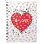 Minimale Herfst in Love Heart met hartspuwen Notitieboek (Voorkant)
