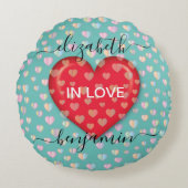 Minimale Herfst in Love Heart met hartspuwen Rond Kussen (Voorkant)