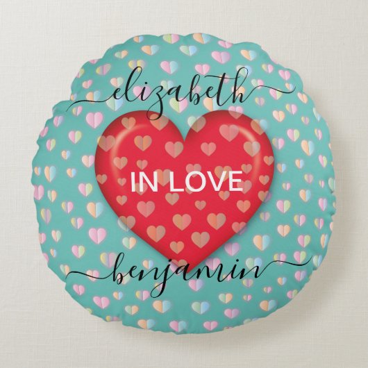Minimale Herfst in Love Heart met hartspuwen Rond Kussen (Voorkant)