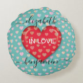 Minimale Herfst in Love Heart met hartspuwen Rond Kussen (Achterkant)