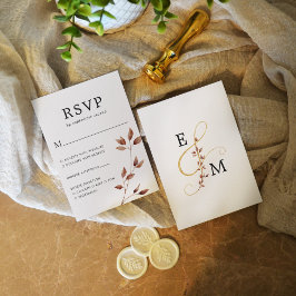 Minimale Herfst Leaf Botanical Wedding RSVP Kaartje