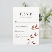 Minimale Herfst Leaf Botanical Wedding RSVP Kaartje (Staand voorkant)