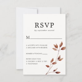 Minimale Herfst Leaf Botanical Wedding RSVP Kaartje