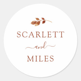 Minimale Herfst Terracotta Leaf Envelope Seal Ronde Sticker