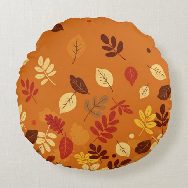 Minimale herfstbladeren rond kussen (Voorkant)