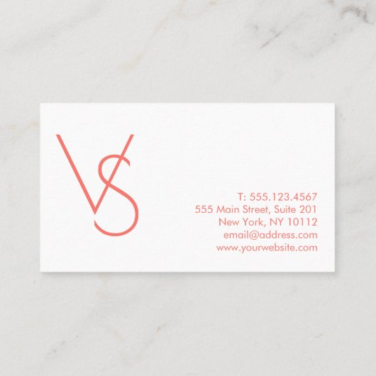 Minimale hoeveelheid koraal Monogram Professional Visitekaartje (Achterkant)