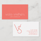 Minimale hoeveelheid koraal Monogram Professional Visitekaartje (Voorkant / Achterkant)