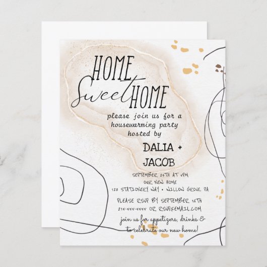 Minimale Home Sweet Home Housewarming Party (Voorkant / Achterkant)