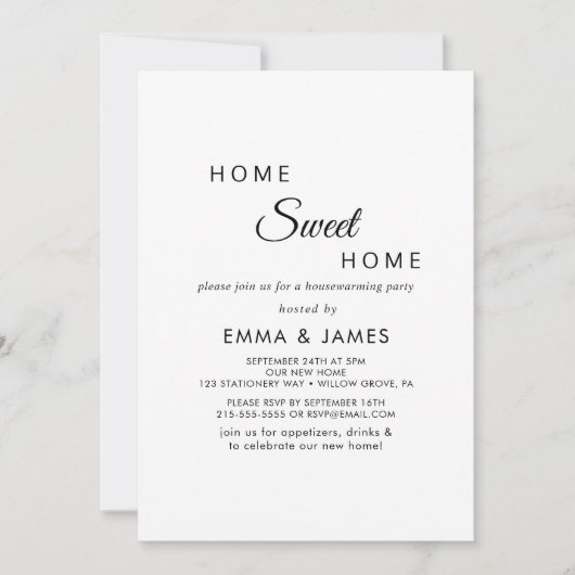 Minimale Home Sweet Home Housewarming Party Kaart (Voorkant)