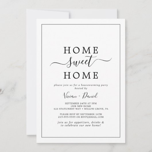 Minimale Home Sweet Home Housewarming Party Kaart (Voorkant)